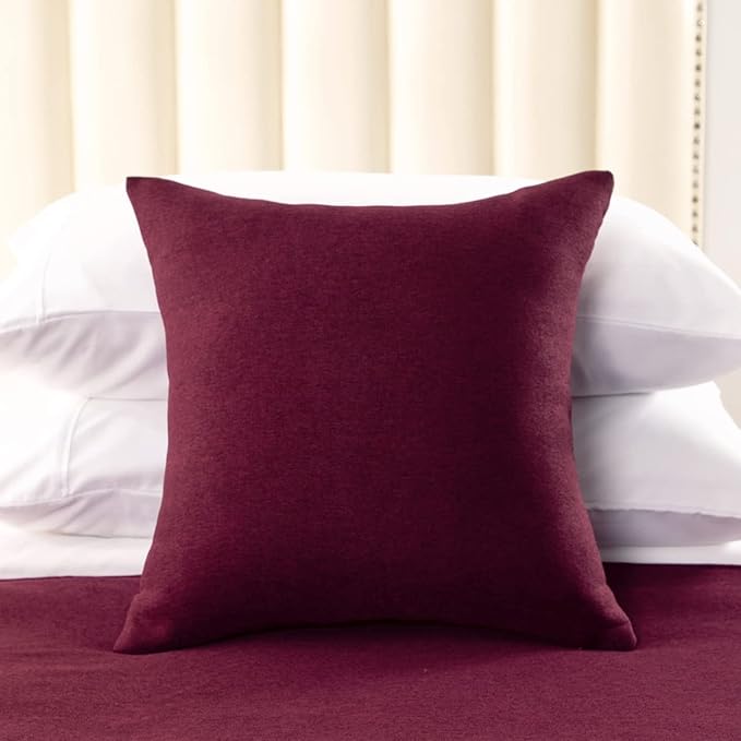 AMBERIS 2 Pillowcases (45×45cm)(Without Insert) Red, Imitation Linen Decorative 2 Pillowcases (Without Insert) for Home Hotel