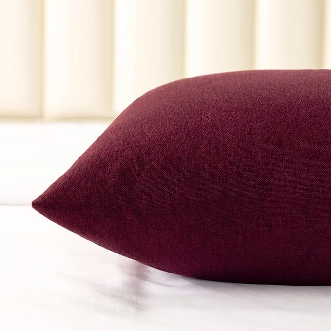 AMBERIS 2 Pillowcases (45×45cm)(Without Insert) Red, Imitation Linen Decorative 2 Pillowcases (Without Insert) for Home Hotel