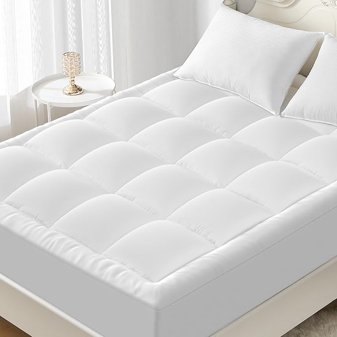 YUGYVOB Mattress Pad Extra Thick, Cooling, and Breathable King Mattress Topper 8-21" Deep Pocket Soft Down Alternative Fill