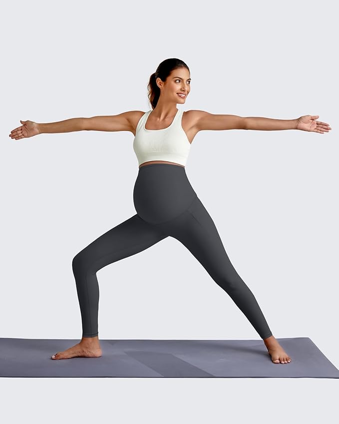 G4Free BareFeel Maternity Leggings with Pockets Over The Belly Stretchy Workout Yoga Pregnancy Pants