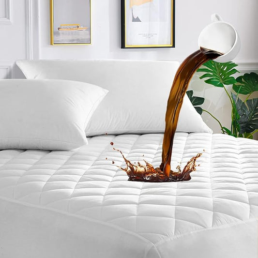 UNILIBRA King Mattress Cover Waterproof, Deep Pocket Mattress Pad Protector Fits to 6''-21'', Breathable Hollow Cotton Filling Quilted Mattress Protector for King Size