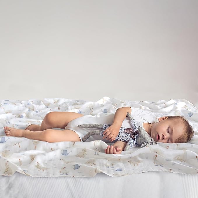 LifeTree Baby Swaddle Blankets, Boys Girls Muslin Swaddling Wrap Receiving Blanket for Newborn, 70% Viscose from Bamboo and 30% Cotton, Large 47" x 47", Duck and Checkered