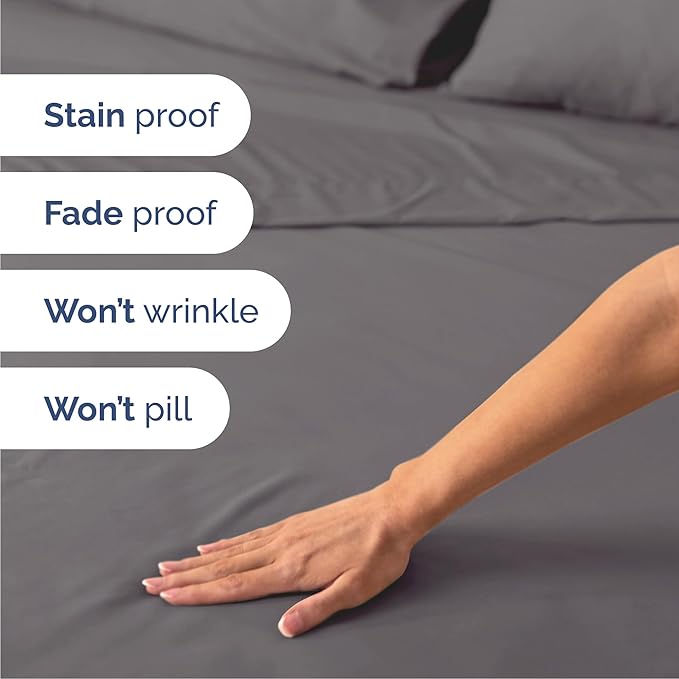 Queen 6 Piece Sheet Set - Comfy Breathable & Cooling - Ultra-Soft Hotel Luxury Bedding Set with 8-16 Inch Deep Pockets - 1 Flat & 1 Fitted Sheet & 4 Pillowcases - Wrinkle Free & Easy Care - Dark Grey