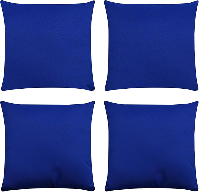 Covers & All Premium Square Throw Pillow Inserts with Covers Set of 4, 20 x 20 Inches Blue, Decorative Cushions for Couch Sofa Home Decor Office Travel UV Resistant Waterproof Soft Cushions Pillows