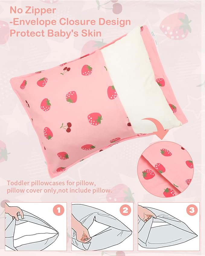 ALVABABY Toddler Pillowcase Stretchy Soft Kids Pillow Cover Fit 13"x 18" or 12"x16" Envelope for Girl Boy Sleepy Travel 2 Pack 2TPE45A