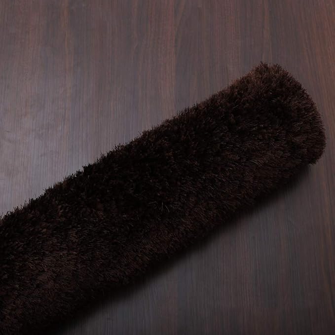 Hand Tufted SHAG Polyester ECO-Friendly Area Rugs - 8'x10', Rectangle, Brown, Solid Plain Design, High Pile Thick Handmade Anti Skid Area Rugs for Living Room, Bed Room K00111