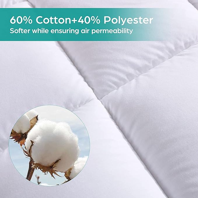 WhatsBedding Waterproof Mattress Pad Cal-King Size Cotton Top Down Alternative Filling Pillowtop Mattress Topper Cover-Fitted Quilted (Waterproof Cal-King)