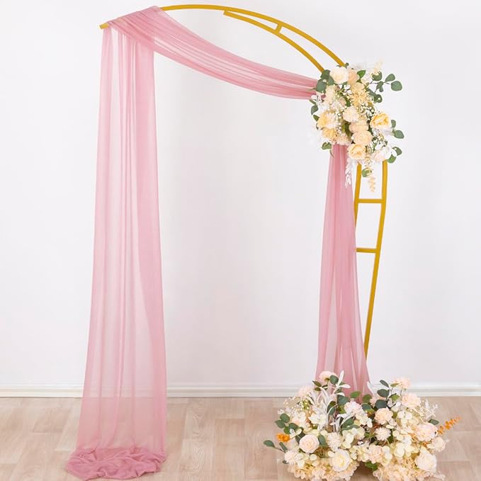 Socomi Wedding Arch Draping Fabric 29" x 20Ft 2 Panels Dusty Rose Sheer Outdoor Curtain Drapes Extra Long for Bridal Baby Shower Ceremony Birthday Party Decor
