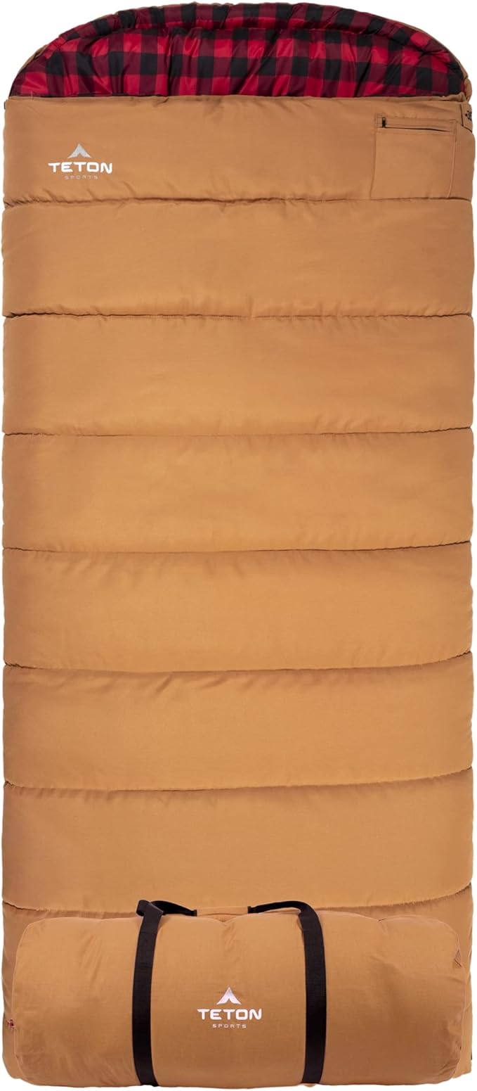 TETON Sports Deer Hunter Sleeping Bag, Warm and Comfortable Camping Sleeping Bag, Teton Tough Canvas Shell for Camping, Hunting, and Cold Weather