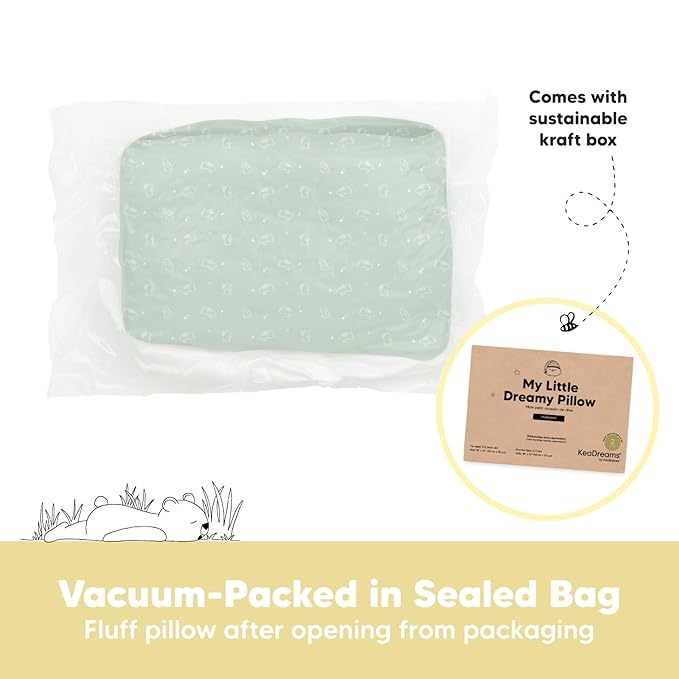 KeaBabies 2-Pack Toddler Pillows 2 Year Old to 5-13x18 Soft Organic Cotton Kids Pillow for Sleeping, Travel, School, Daycare, Nap, Toddler Bed, Machine Washable, Without Pillowcase (Bunnies)