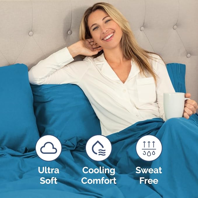 Full XL Size 4 Piece Sheet Set - Comfy Breathable & Cooling Bed Sheets Set - Hotel Luxury Bedding for Women, Men, Kids, Teens, Boys & Girls - Deep Pockets, Soft, Wrinkle Free - Oeko-Tex - Denim Blue