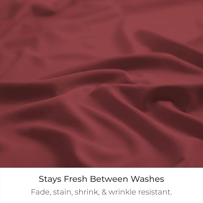 Mellanni Bed Skirt Queen Size - Bed Skirting - 15-Inch Tailored Drop Pleated Dust Ruffle - Hotel Luxury Bedding - Wrinkle, Fade, Stain Resistant - 1 Bedskirt (Queen, Brick Red)