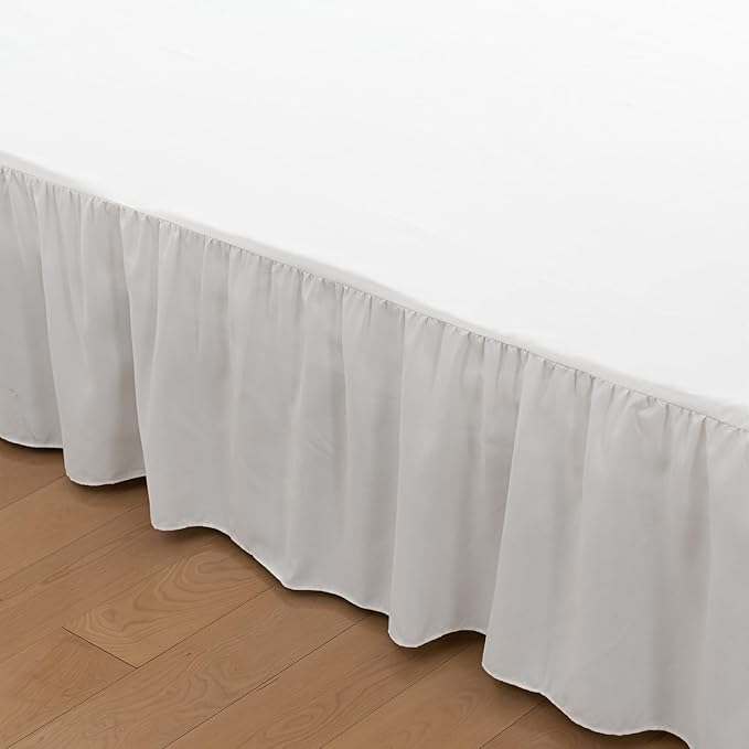 Bed Skirt Full Size Ruffled Bed Skirts with Split Corners, 14 Inch Drop Dust Ruffle Bed Skirt with Platform, Ivory
