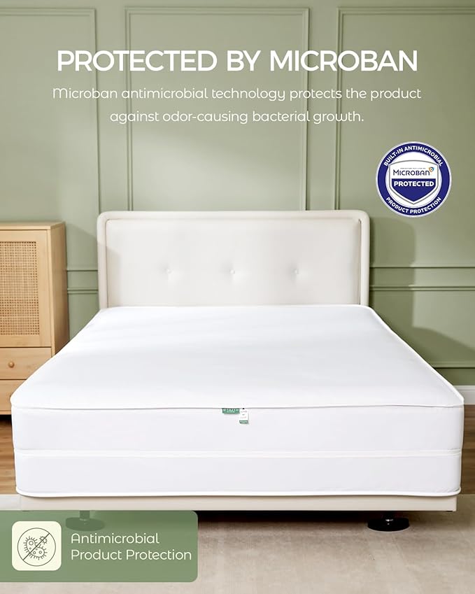 FAUNNA 100% Cotton Mattress Encasement, Bed Bug and Dust Mite Proof Mattress Protector Hypoallergenic & Antibacterial Protection, Noiseless Zippered Six-Sided Mattress Cover (Twin 16" Deep)