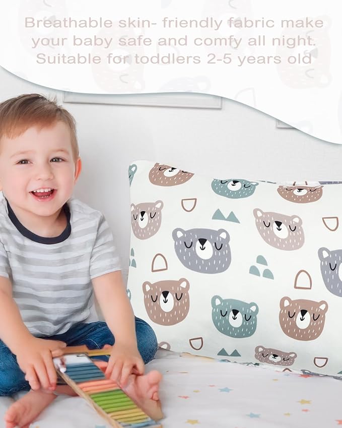 ALVABABY Toddler Pillowcases Stretchy Soft Kids Pillow Cover 2 Pack Fit 13"x 18" or 12"x16" Envelope for Girl Boy Sleepy Travel 2TPE31A