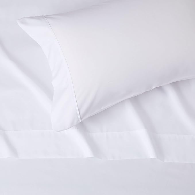 Amazon Basics Lightweight Breathable Wrinkle-Free Brushed Microfiber 3-Piece Bed Sheet Set with 14-Inch Deep Pockets,Twin,Bright White,Solid,(Pack of 4)