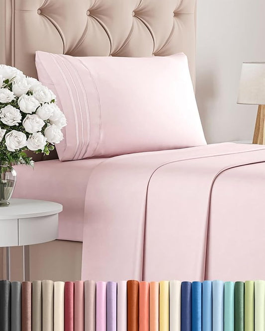 Twin Size 3 Piece Sheet Set - Comfy Breathable & Cooling Bed Sheets Set - Hotel Luxury Bedding for Women, Men, Kids, Teens, Boys & Girls - Deep Pockets, Soft, Wrinkle Free - Oeko-Tex - Lavender Pink