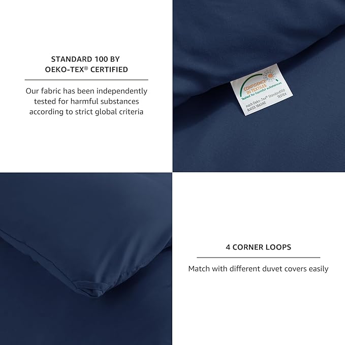 CozyLux Oversized King Comforter Set Navy Blue, 3 Pieces 120x98 Solid Breathable Quilted Style Bedding Sets All Season, Luxury Soft Down Alternative Comforter Bed Set (1 Comforter & 2 Pillowcases)