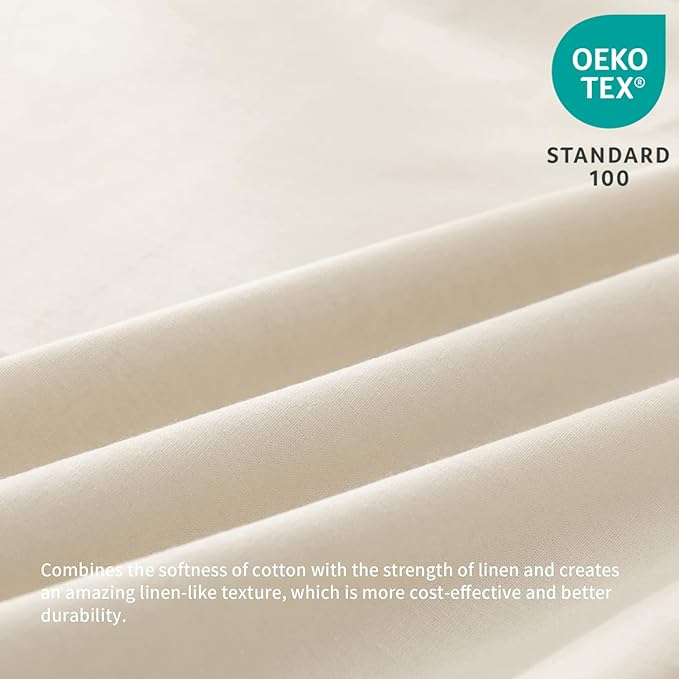 BISELINA French Linen Bed Skirt with Pleated Frills 14-Inch Tailored Drop Natural Flax Cotton Blend Dust Ruffle Soft Cozy Farmhouse Bedding (14" Queen, Linen)