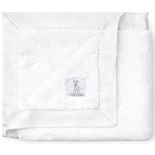 Little Giraffe Baby Blanket - Luxe Soft Blanket with Satin Trim - Baby Stroller Blanket - Newborn Baby Essentials & Baby Gifts - 29x35" - White