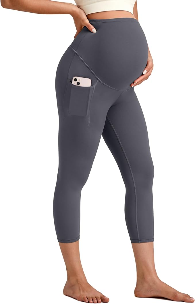G4Free BareFeel Maternity Leggings with Pockets Over The Belly Stretchy Workout Yoga Pregnancy Pants