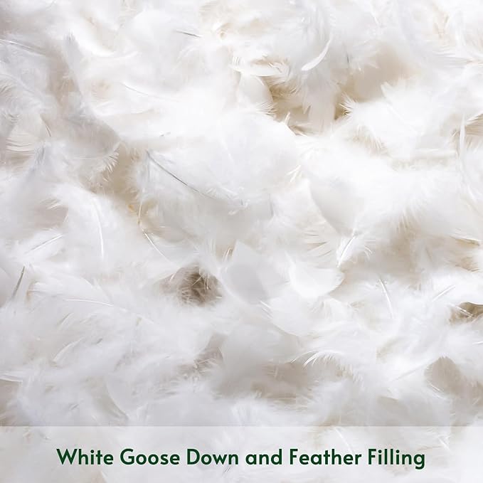 OTOSTAR Pack of 2 Down and Feather Throw Pillow Inserts, 12 x 20 Soft Fluffy Pillow Inserts with 100% Cotton Cover Decorative Pillows for Sofa Couch Bed-White