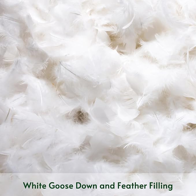 OTOSTAR Pack of 2 Down and Feather Throw Pillow Inserts, 26 x 26 Soft Fluffy Square Pillow Inserts with 100% Cotton Cover Decorative Pillows for Sofa Couch Bed-White