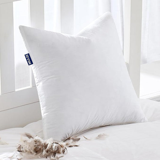 MIULEE Feather Pillow Insert 30x30, Decorative Down Feather Fluffy Throw Pillow Cotton Fabric for Living Room Sofa Bed