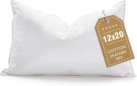 BHZ Throw Pillows 12x20 Euro Pillow Insert, Down Feather Alternative Pillow Inserts, Decorative Soft Large Square White Throw Pillows Insert for Couch Bed Dorm Sofa with Breathable Cover
