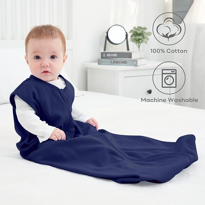 Yoofoss Baby Sleep Sack 12-18 Months Baby Wearable Blanket 100% Organic Cotton 2-Way Zipper TOG 0.5 Toddler Sleeping Sack 3 Pack, Comfy Soft Lightweight (Large)
