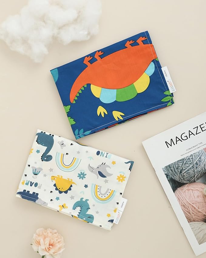 ALVABABY Toddler Pillowcases 2 Pack Organic Cotton Kids Pillow Cover Fit 13"x 18" or 12"x16" Envelope for Girl Boy Sleepy Travel