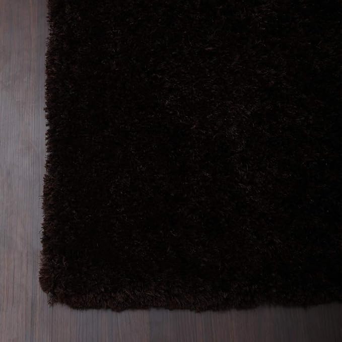 Hand Tufted SHAG Polyester ECO-Friendly Area Rugs - 8'x10', Rectangle, Brown, Solid Plain Design, High Pile Thick Handmade Anti Skid Area Rugs for Living Room, Bed Room K00111