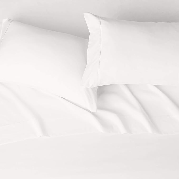Amazon Basics Breathable, Ultra-Soft, Wrinkle-Free, Machine Washable Microfiber 4 Piece Bed Sheet Set with 14-Inch Deep Pockets, King, Cream, Solid