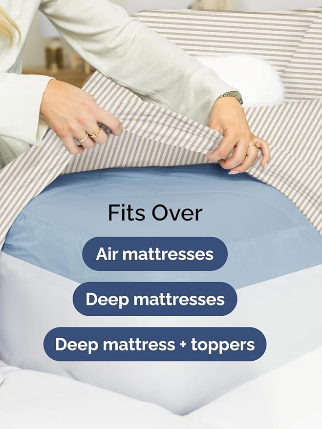 Extra Deep King Sheet Set - 6 Piece Breathable and Cooling Sheets - Hotel Luxury Bedding for Women, Men, Kids & Teens - Easy Secure Fit - Soft and Wrinkle Free with Extra Deep Pockets - Beige Stripes