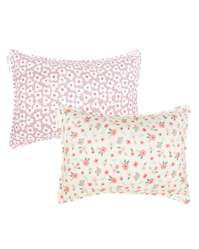 ALVABABY Toddler Pillowcases 2 Pack Organic Cotton Kids Pillow Cover Fit 13"x 18" or 12"x28" Envelope for Girl Boy Sleepy Travel 2TPW32A