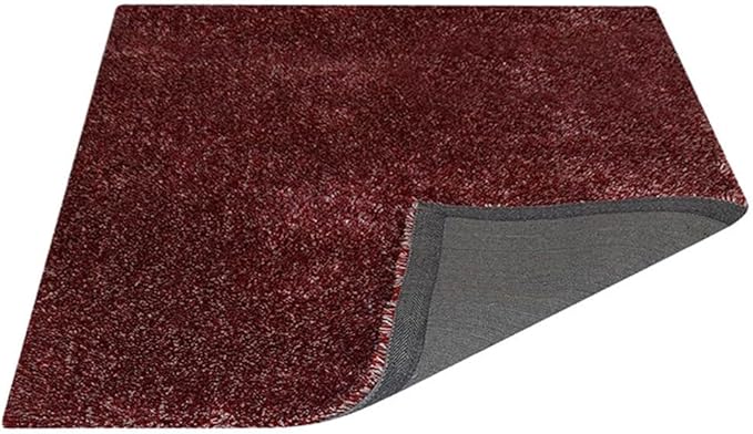 Hand Tufted SHAG Polyester ECO-Friendly Area Rugs - 8'x8', Square, Red White, Solid Plain Design, High Pile Thick Handmade Anti Skid Area Rugs for Living Room, Bed Room K00111