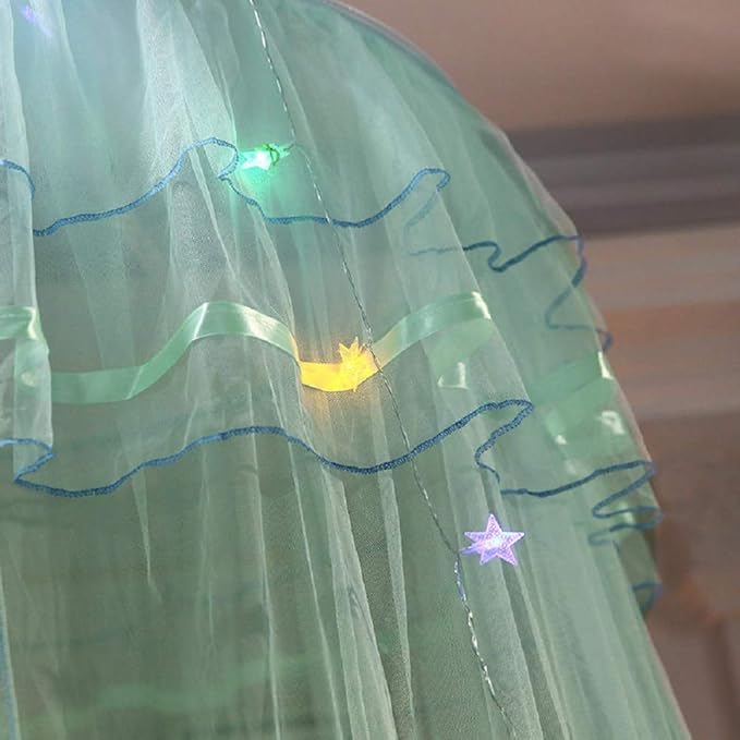 Jolitac Bed Canopy Lace Mosquito Net for Girls Beds, Unique Princess Play Tent Mesh Canopies Large Lace Dome Curtain Drapes Home & Travel (Green)