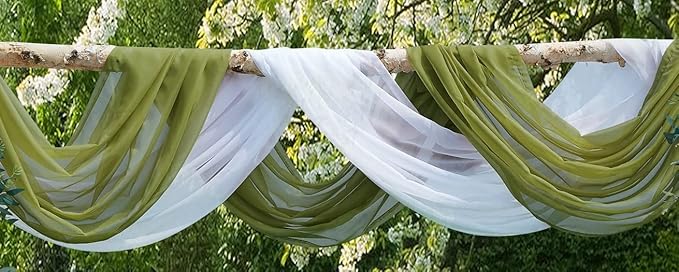 Warm Home Designs Set of 2 White & Sage Green Canopy Bed Curtains in 55 x 216 Inch Size. 2 Queen Bed Canopy Curtains Can Be Turned Into Kids Bed Tent or Bed Canopy for Girls. BE White & Sage 216"
