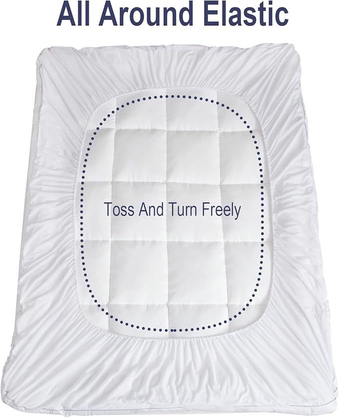 HYPREST Mattress Topper Twin, Extra Thick Down Alternative Mattress Topper 1300 GSM, 100% Cotton Cooling Soft Quilted Plush Pillow Top Mattress Pad 8-24"