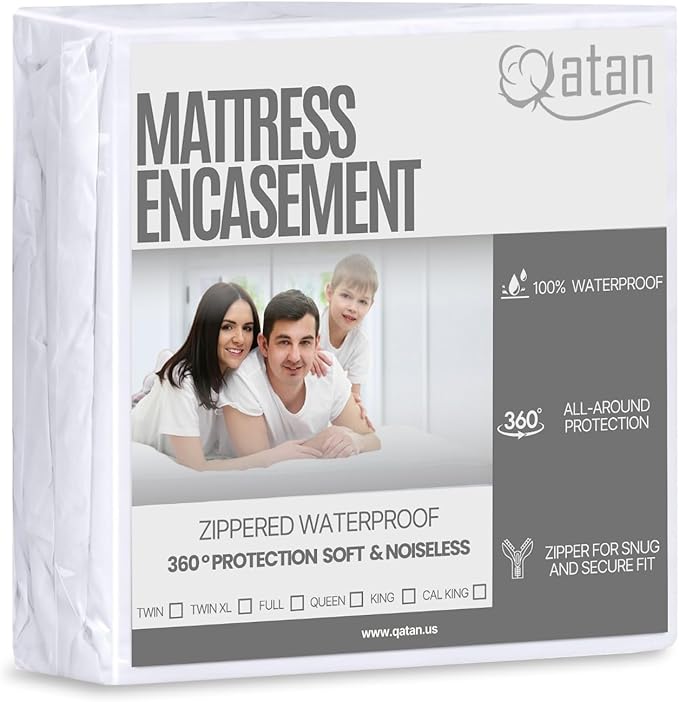 Twin XL Mattress Protector Encasement with Zipper – Waterproof Mattress Protector Twin XL Size – Soft, Breathable & Noiseless Zippered Mattress Cover – Fits Up to 12”