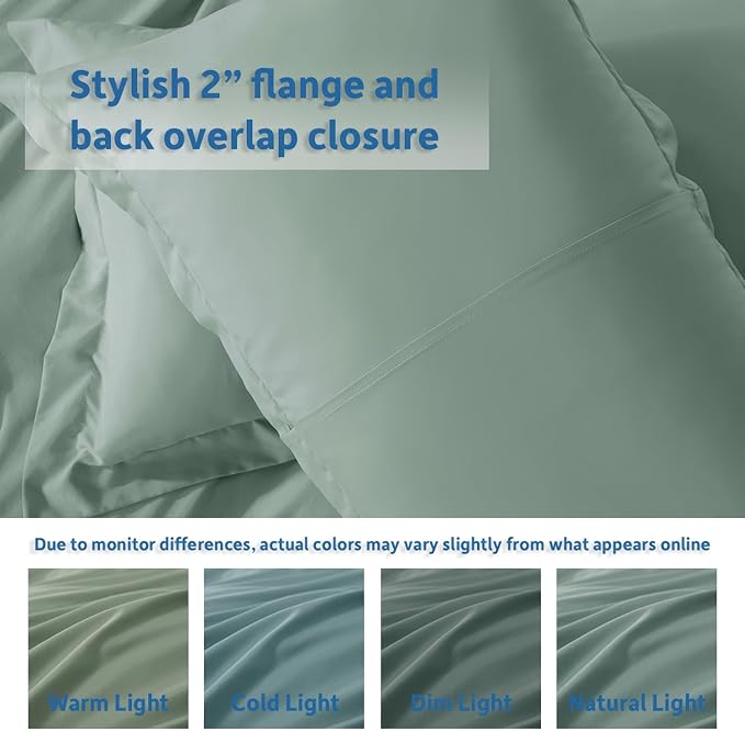 Nestl Sage Green Duvet Cover Full Size - Soft Double Brushed Full Size Duvet Cover Set, 3 Piece, with Button Closure, 1 Duvet Cover 80x90 inches and 2 Pillow Shams