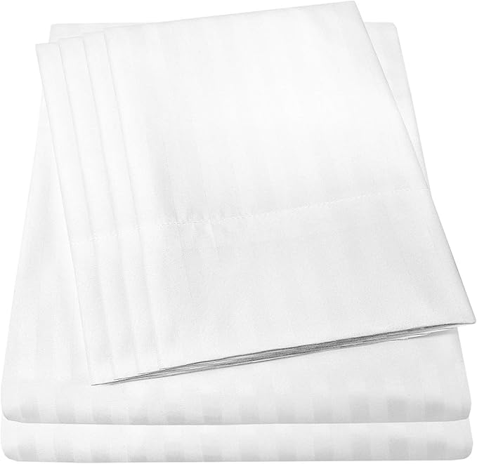 Twin Size Bed Sheets - 4 Piece 1500 Supreme Collection Fine Brushed Microfiber Deep Pocket Twin Sheet Set Bedding - 1 EXTRA PILLOW CASES, GREAT VALUE, Twin, Dobby White