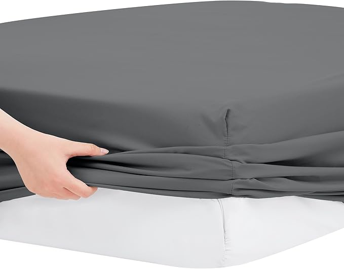 Modern Threads 6-Piece Bed Sheet Set - Deep Pocket, Soft Brushed Microfiber Sheets, Cool & Breathable for Mattress Up to 21 Inches, Includes 4 Pillowcases, Flat & Fitted Sheets, Gray Queen