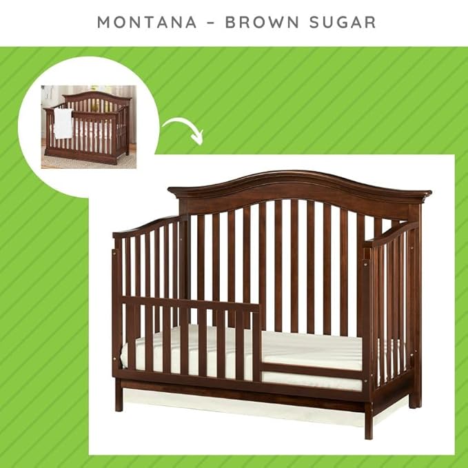 Toddler Bed Safety Guard Rail for Baby Cache Convertible Cribs - Solid Wood Rail for Convertible Crib to Toddler Bed Conversion - Safety Bed Rail for Children (Brown Sugar)