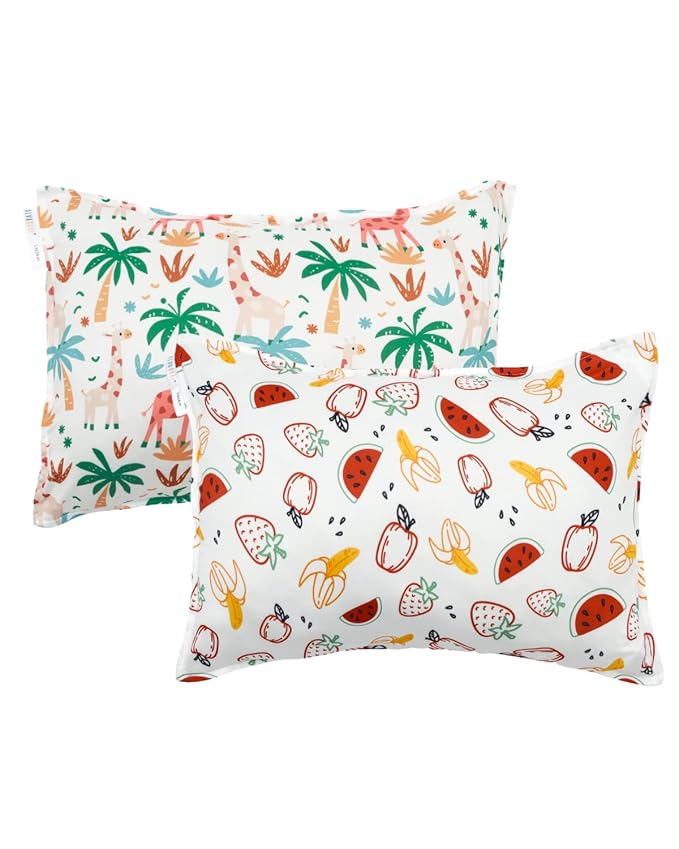 ALVABABY Toddler Pillowcases Stretchy Soft Kids Pillow Cover 2 Pack Fit 13"x 18" or 12"x16" Envelope for Girl Boy Sleepy Travel 2TPE29A