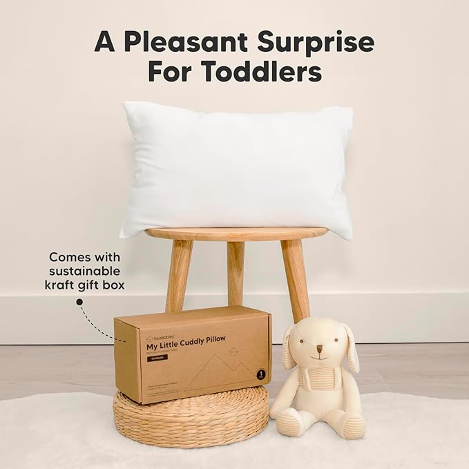 KeaBabies Toddler Pillow with Pillowcase - 13x18 My Little Cuddly Kids Travel Pillows for Sleeping, Nap, Viscose from Bamboo Nursery Pillowcase, Soft & Breathable, Toddler 2-5 Years Old (Soft White)