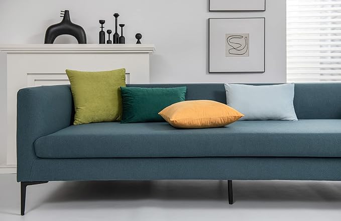 Throw Pillow Covers 22x22 Chartreuse: Pack of 2 Cozy Soft Velvet Square Modern Luxury Decorative Throw Pillow Cases for Sofa Couch Living Room Bed Home Decor