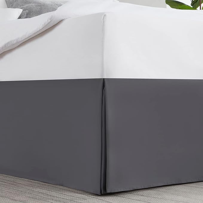 Nestl Dark Gray Full XL Bed Skirt - Full XL Size Bed Skirt 14 Inch Drop - Brushed Microfiber Bed Skirts - Hotel Quality Pleated Bed Skirt - Shrinkage & Fade Resistant