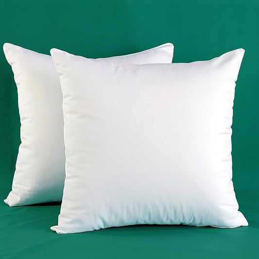 Extra Thick and Full Set of 2 Ultra Plump Cotton Fabric Throw Pillow Inserts, Filler for Decorative Cushion Cover, 16 X 16 Inches