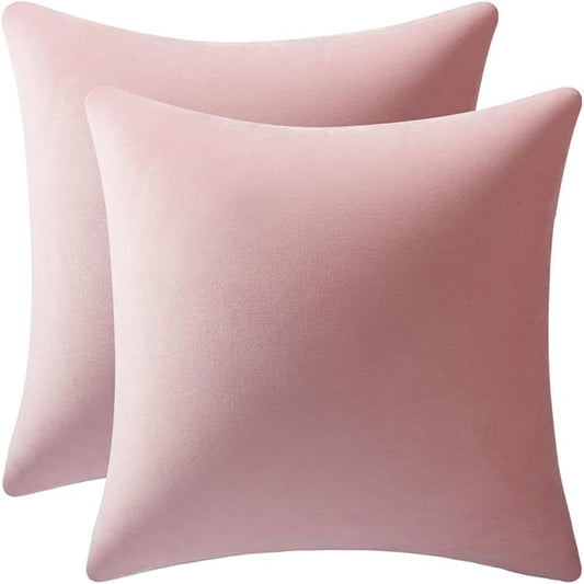 Throw Pillow Covers 22x22 Pink: Pack of 2 Cozy Soft Velvet Square Modern Luxury Decorative Throw Pillow Cases for Sofa Couch Living Room Bed Home Decor